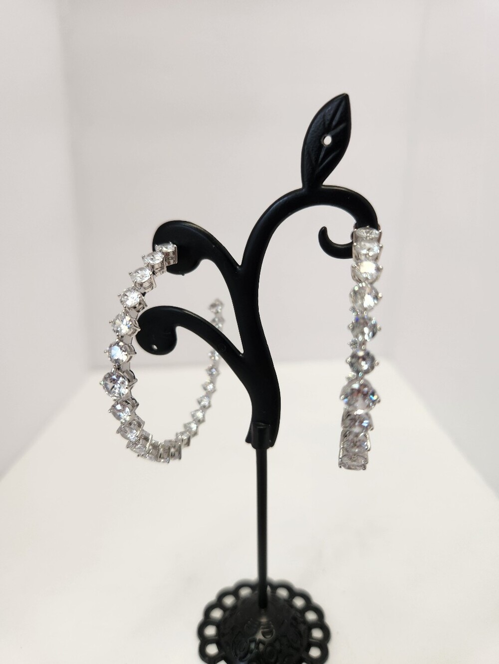 Eliot Danori Silver Hoop Earrings with White Crystals